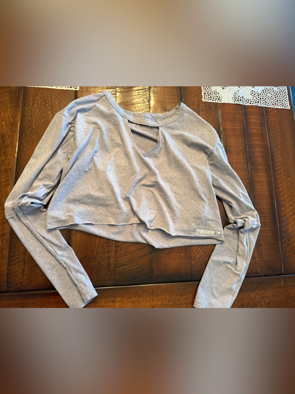 Gymshark Gray Cropped Long Sleeve Tee
